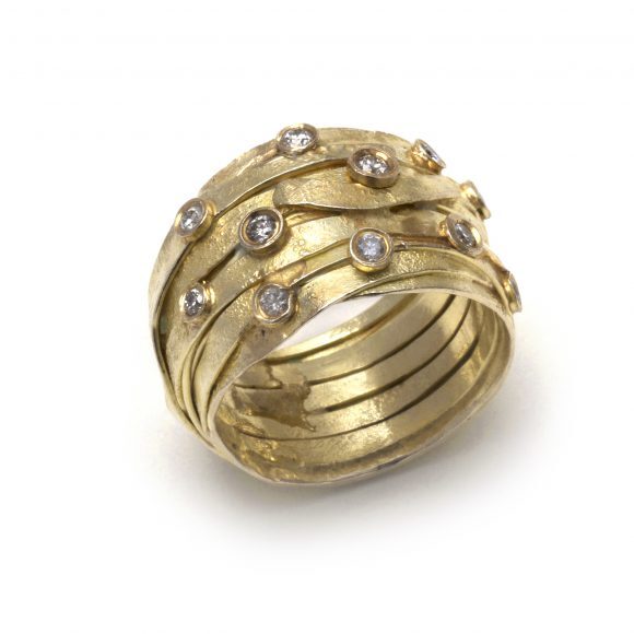 1mm 18ct gold wrap ring + diamonds