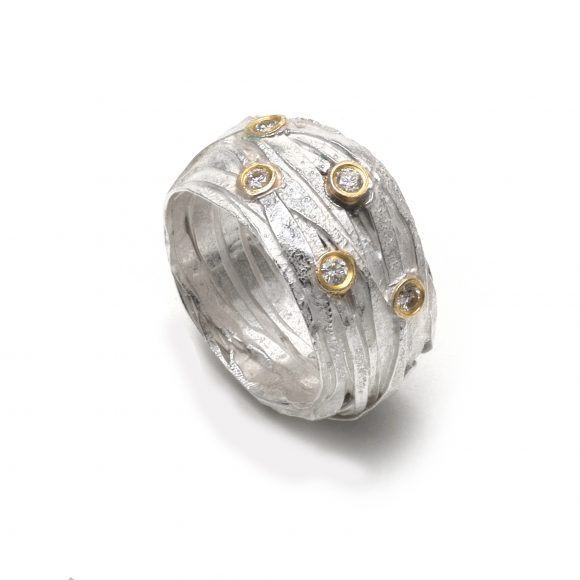 silver wrap ring + 5 diamonds